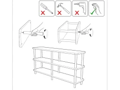 Discount Concept-Usine Estante baixo design SOFIE 180 cm madeira natural e pés pretos, 3 prateleiras melaminadas, montagem sem ferramentas Natural claro
