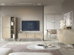 Sale Estante: areia / Espinha de peixe scandi, pés madeira, 80 x 160 x 38cm Bege