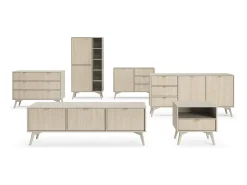 Sale Estante: areia / Espinha de peixe scandi, pés madeira, 80 x 160 x 38cm Bege