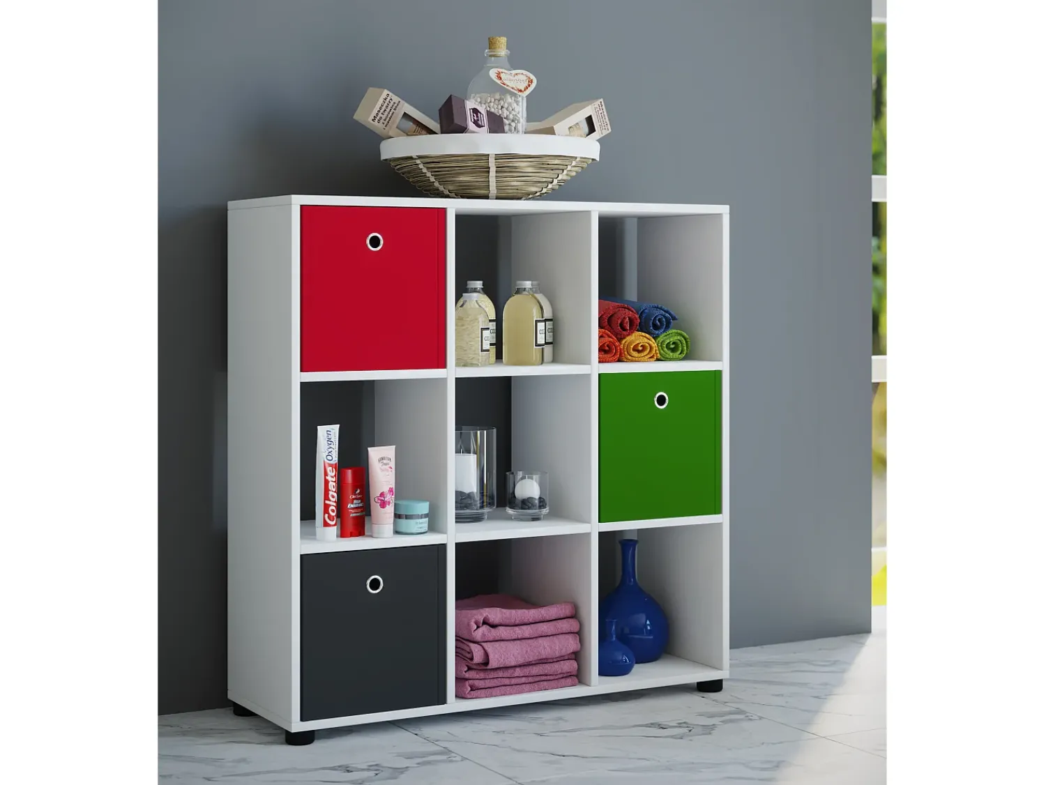 Outlet VCM Estante Benas Branco A. 93 x L. 90 x P. 30 cm Multicor