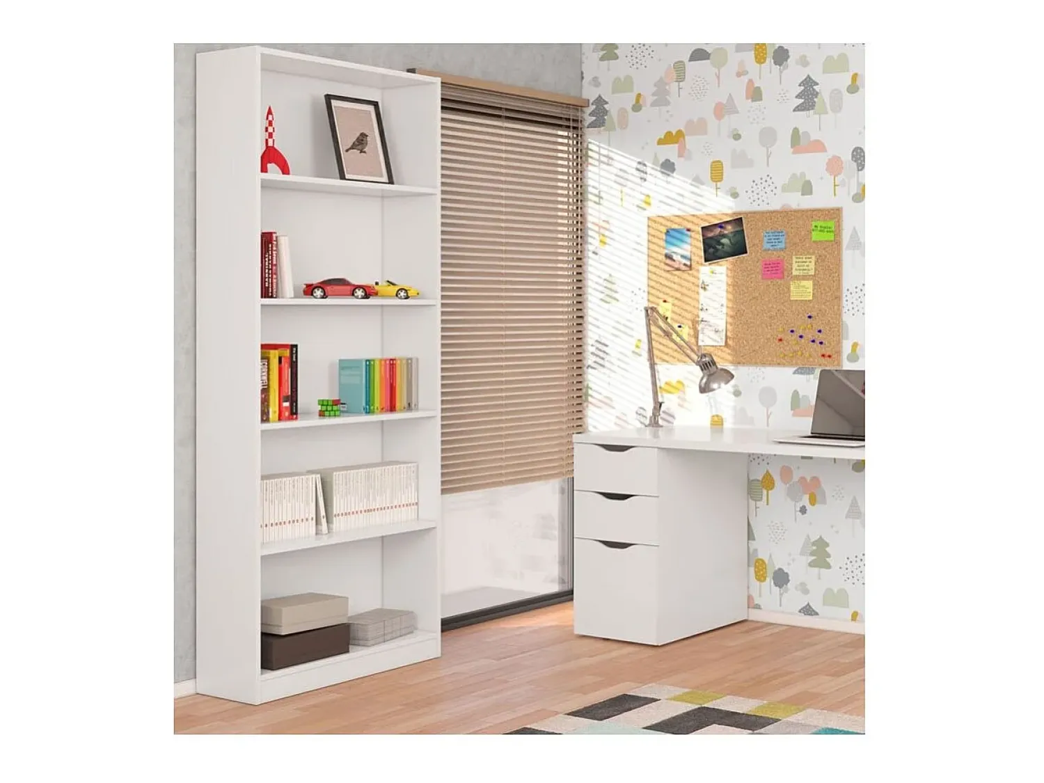 Discount Loungitude Estante Biblioteca Moderna Branca Fosca 201x80x28 cm Branco