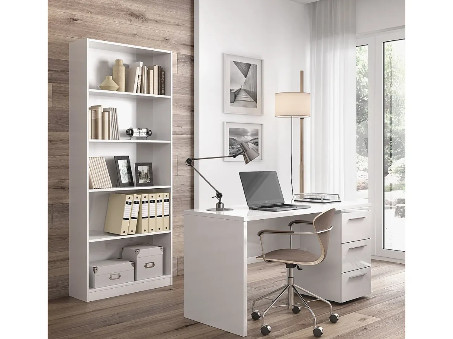 Discount Loungitude Estante Biblioteca Moderna Branca Fosca 201x80x28 cm Branco