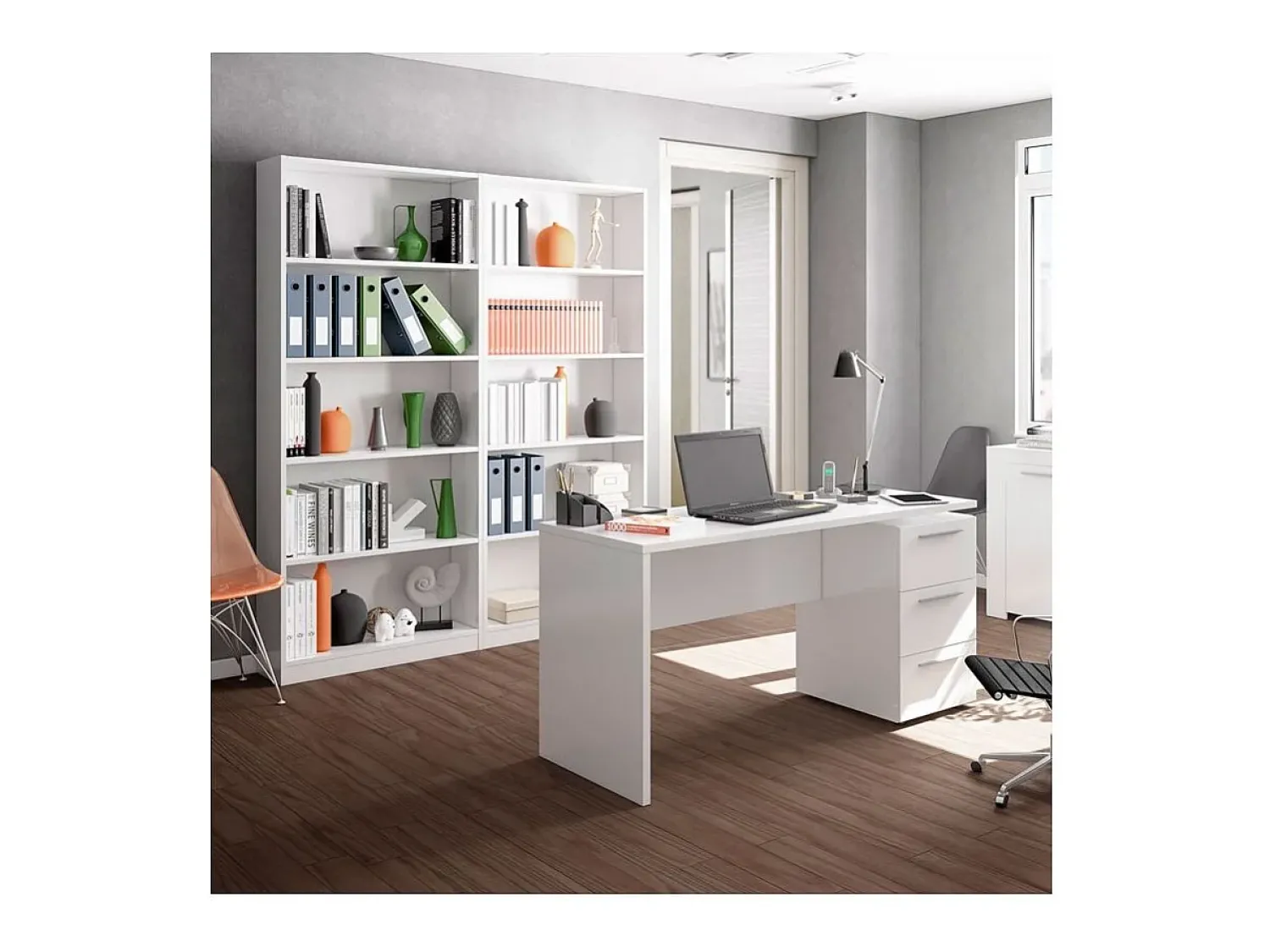 Discount Loungitude Estante Biblioteca Moderna Branca Fosca 201x80x28 cm Branco