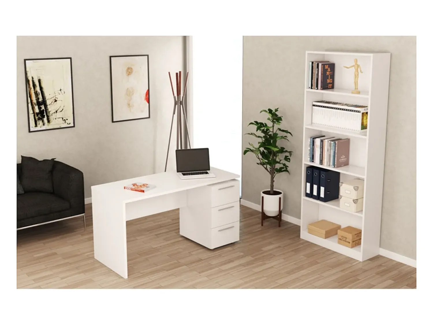 Discount Loungitude Estante Biblioteca Moderna Branca Fosca 201x80x28 cm Branco