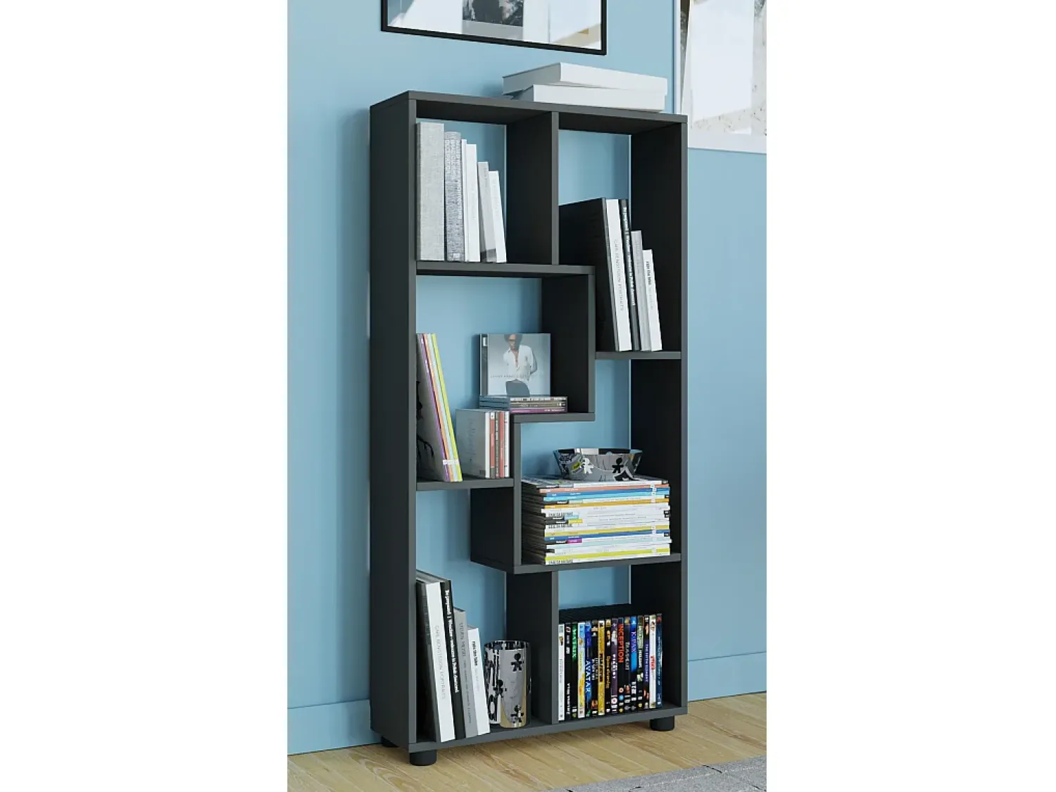 New VCM Estante Blina Preto A. 119 x L. 60 x P. 20 cm Multicor