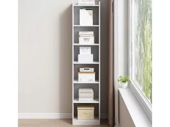 ESTANTE BRANCA DE PÉ PARA LIVROS PRATELEIRAS ALTAS COLUNA ESCANDINAVA ARMÁRIO LOFT^ Prateleira