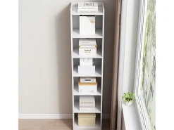 ESTANTE BRANCA DE PÉ PARA LIVROS PRATELEIRAS ALTAS COLUNA ESCANDINAVA ARMÁRIO LOFT^ Prateleira