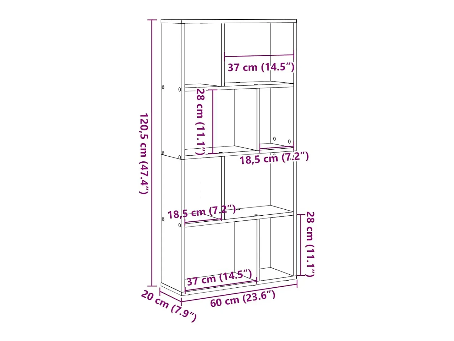 Biblioteca|vidaxl Estante Branca 60x20x120,5 cm Madeira Engenheirada Branco