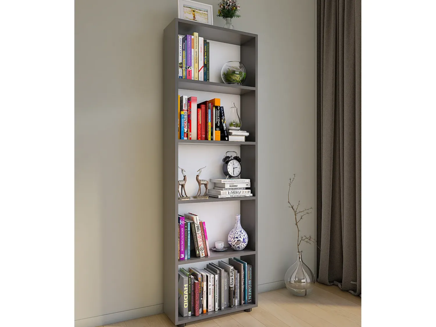 VCM Estante Bulas Antracite A. 169 x L. 56 x P. 20 cm^ Prateleira