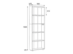 VCM Estante Bulas Antracite A. 169 x L. 56 x P. 20 cm^ Prateleira