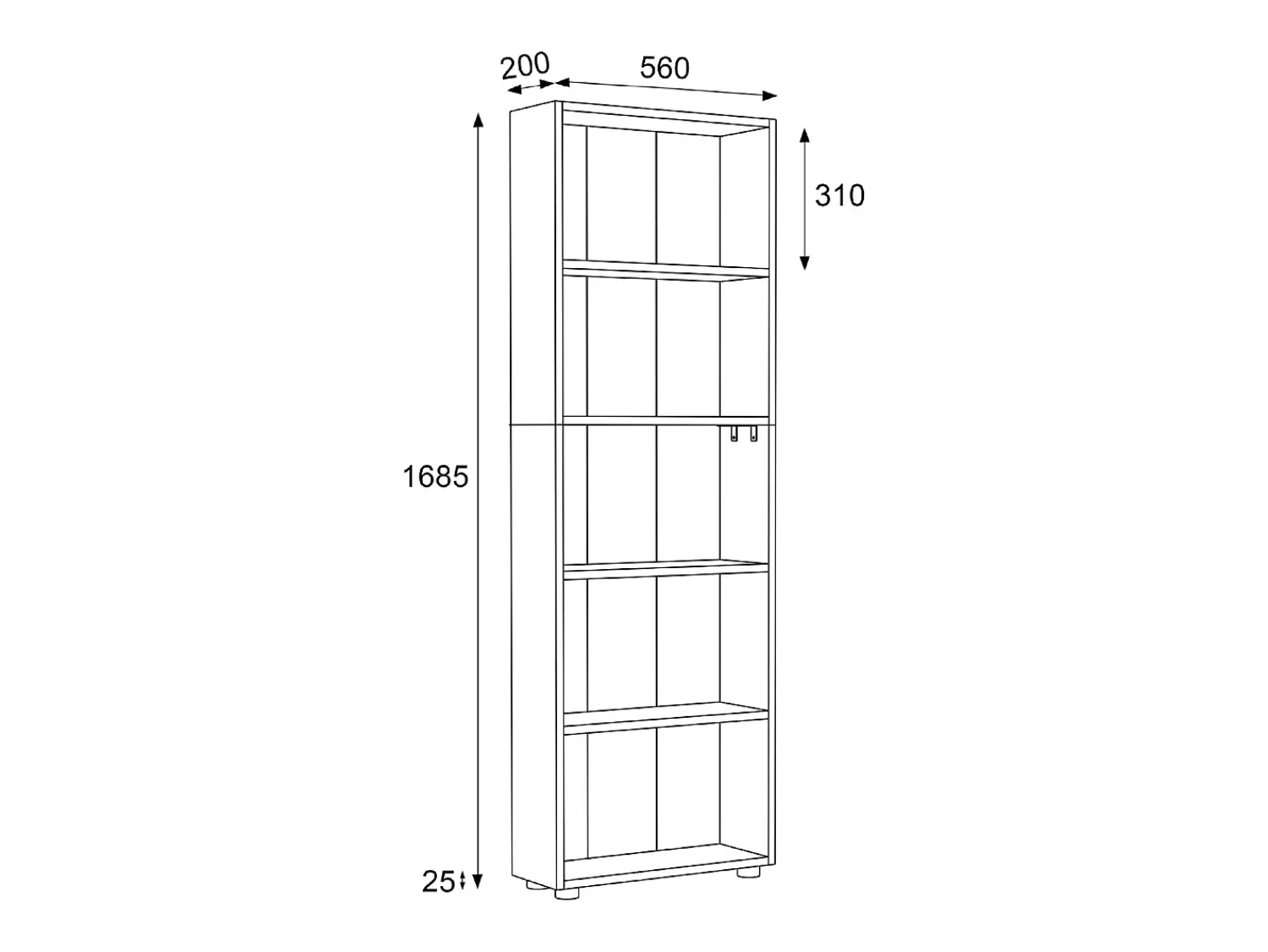 VCM Estante Bulas Antracite A. 169 x L. 56 x P. 20 cm^ Prateleira