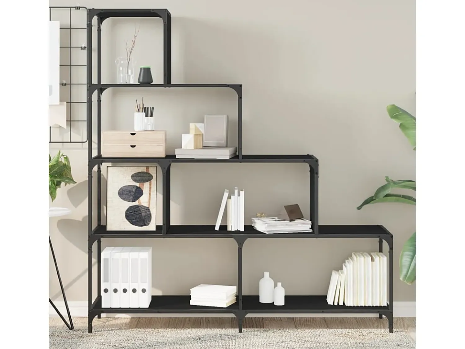 Discount Estante c/ 4 degraus 139x33,5x149 cm derivados madeira PT824202 Preto
