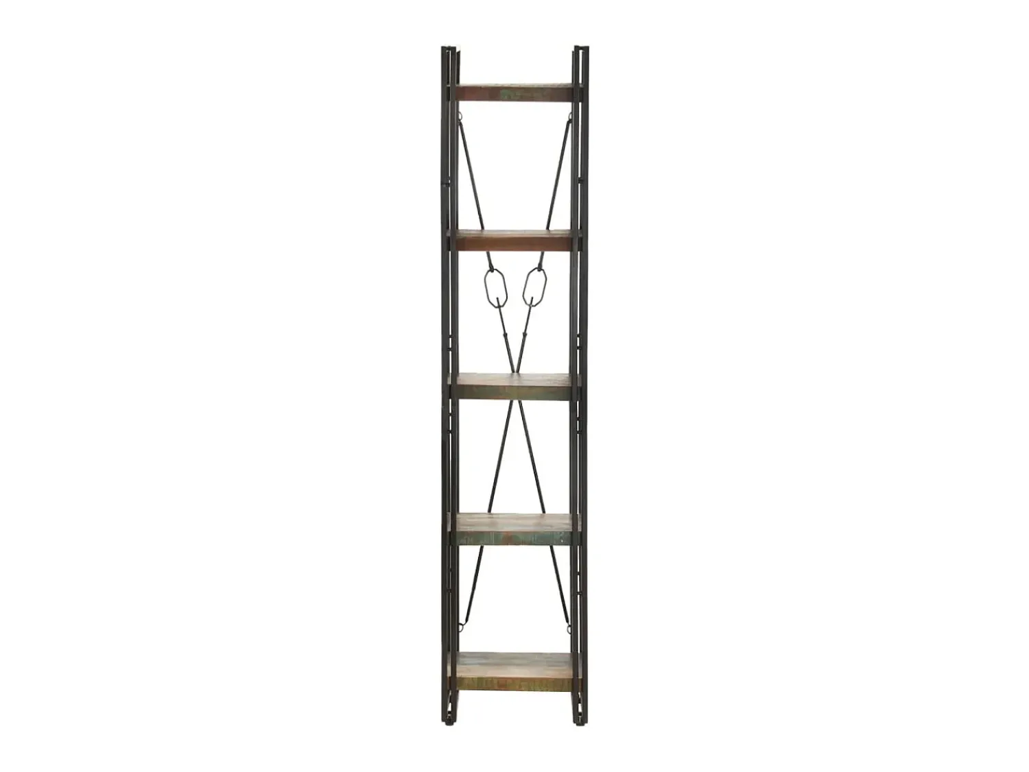 Biblioteca| Estante c/ 5 prateleiras 40x30x180 cm madeira recuperada maciça PT668602 Multicor