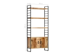 Vitrina|vidaxl Estante c/ 4 prateleiras 80x30x180 cm madeira mangueira áspera Castanho