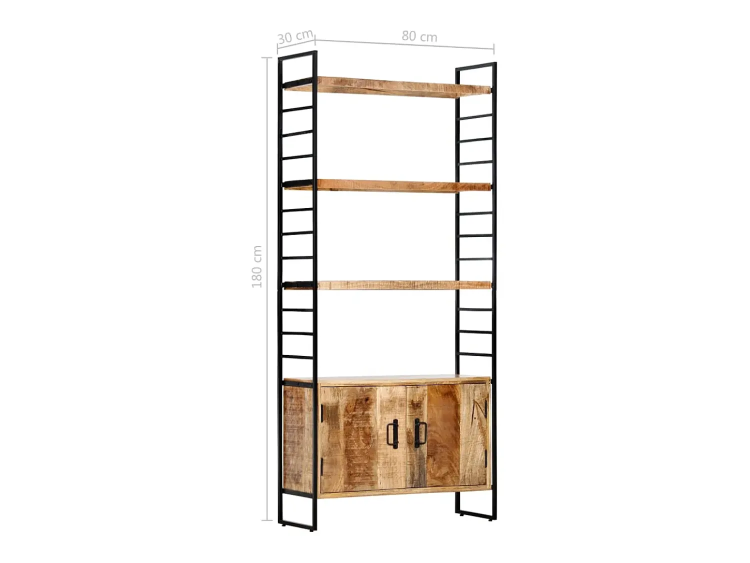 Vitrina|vidaxl Estante c/ 4 prateleiras 80x30x180 cm madeira mangueira áspera Castanho