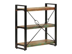 Biblioteca* Estante c/ 3 prateleiras 77x30x80cm madeira recup. maciça/ferro PT716430 Multicor