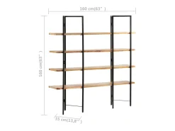 Vitrina*vidaxl Estante c/ 4 prateleiras 160x35x160 cm madeira mangueira maciça Castanho