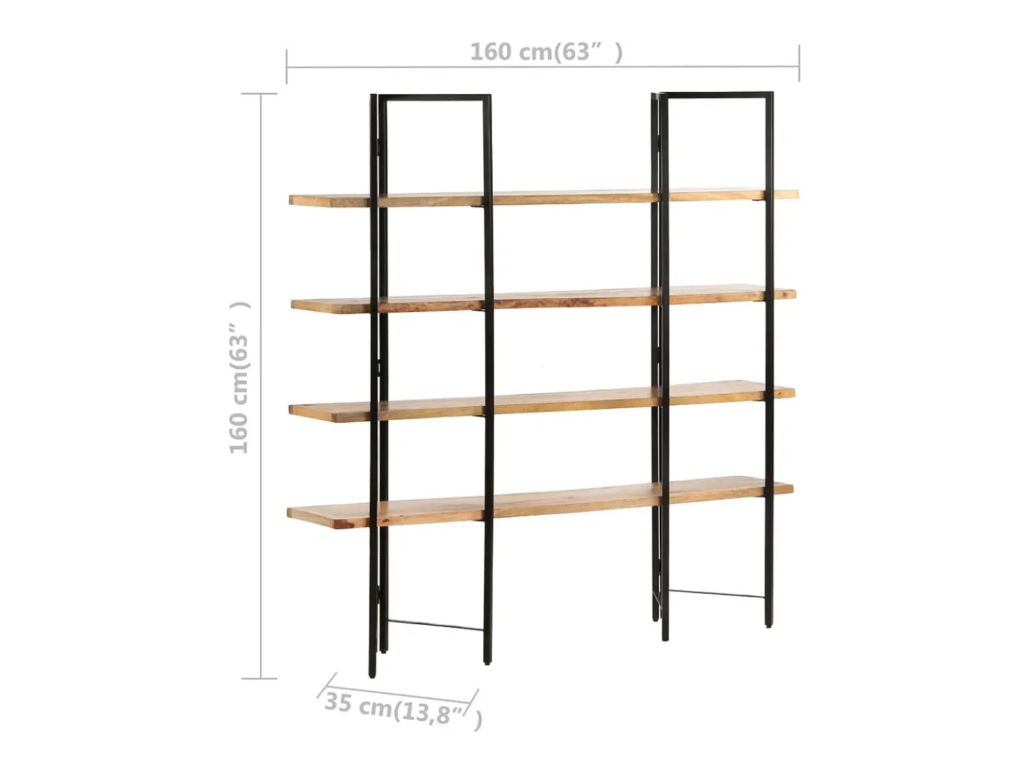 Vitrina*vidaxl Estante c/ 4 prateleiras 160x35x160 cm madeira mangueira maciça Castanho