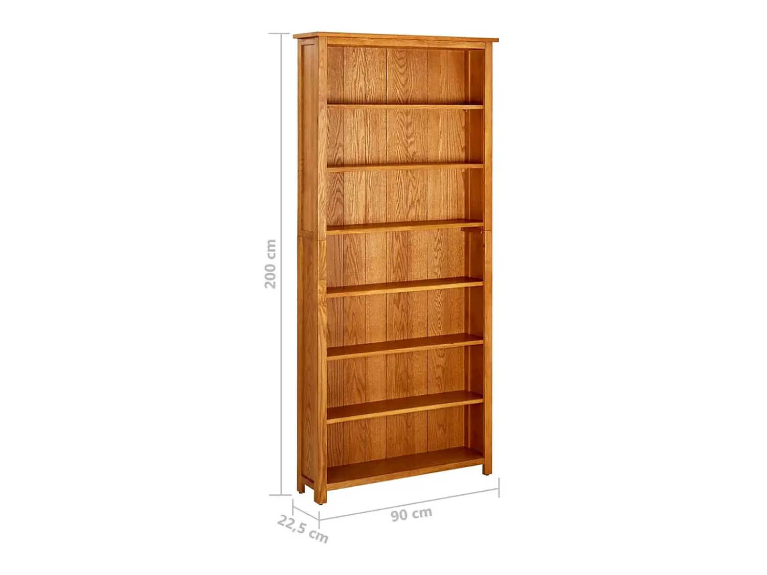 Outlet vidaxl Estante c/ 7 prateleiras 90x22,5x200 cm madeira carvalho maciça Castanho