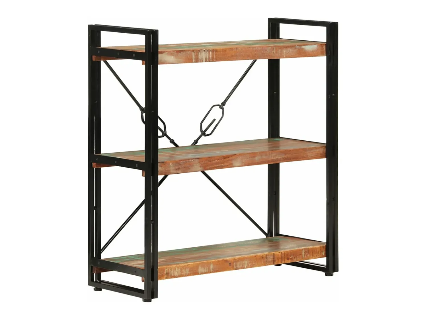 Best vidaxl Estante c/ 3 prateleiras 77x30x80cm madeira recup. maciça/ferro Multicor