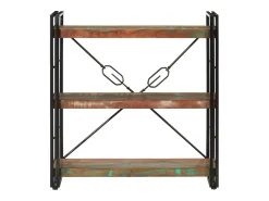 Best vidaxl Estante c/ 3 prateleiras 77x30x80cm madeira recup. maciça/ferro Multicor