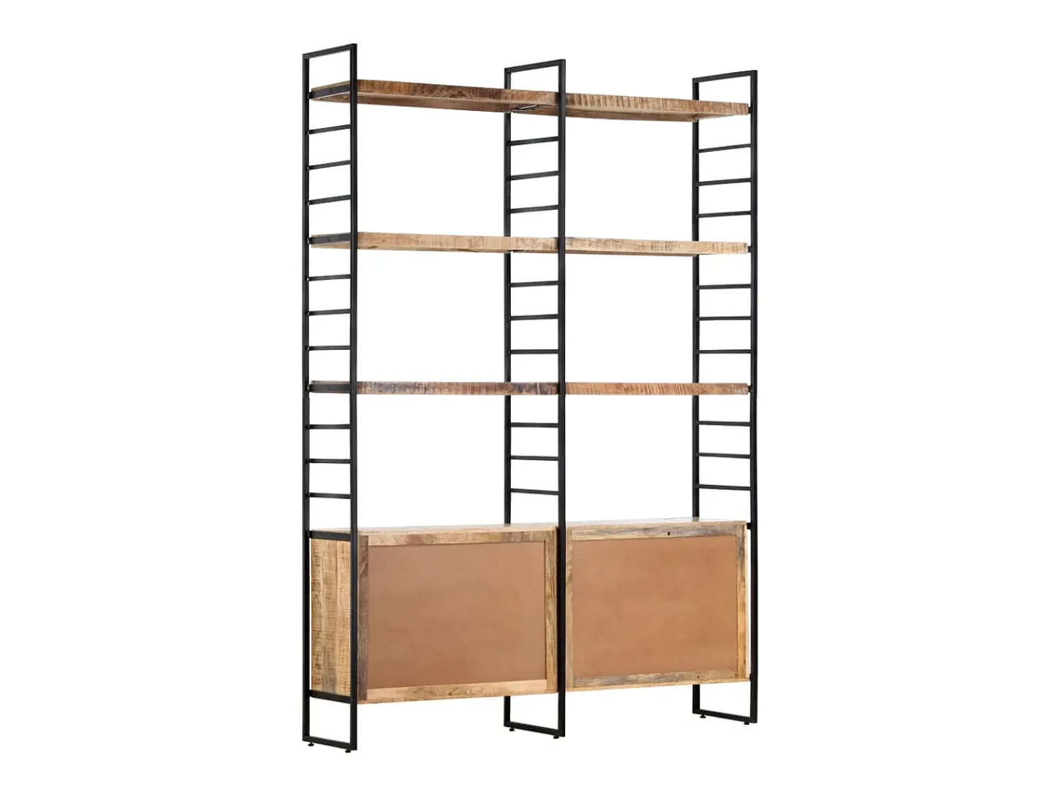 Biblioteca*vidaxl Estante c/ 4 prateleiras 124x30x180cm madeira mangueira áspera Castanho