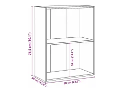 Biblioteca*vidaxl Estante c 2 prateleiras 60x30x76,5cm contrap. cimento Cinzento