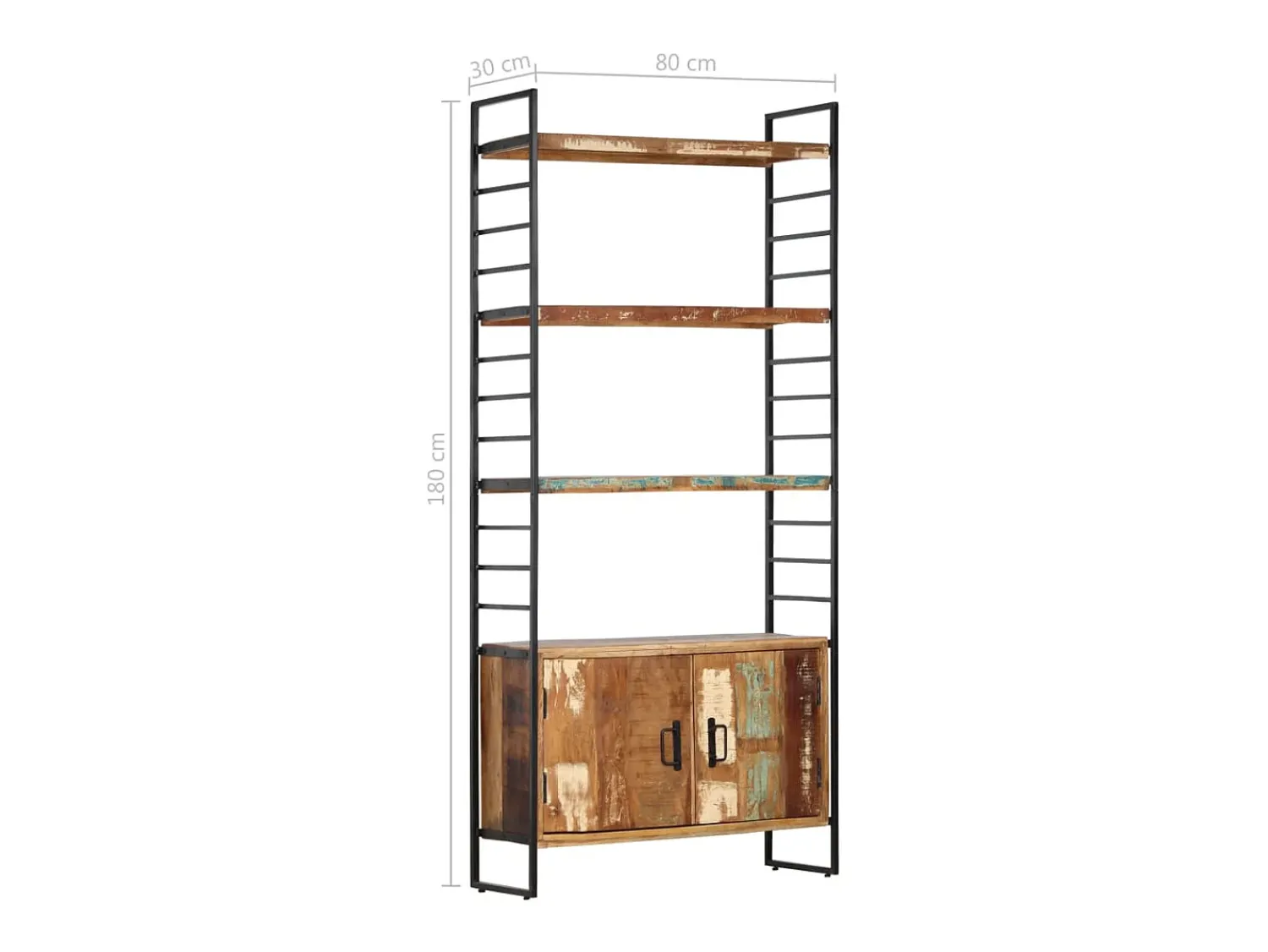 Vitrina|vidaxl Estante c/ 4 prateleiras 80x30x180 cm madeira recuperada maciça Castanho