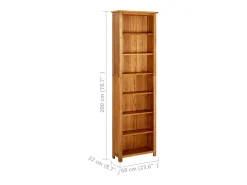 Vitrina|vidaxl Estante c/ 7 prateleiras 60x22x200 cm madeira carvalho maciça Castanho