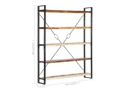 Biblioteca*vidaxl Estante c/ 5 prateleiras 140x30x180cm madeira recuperada maciça Castanho