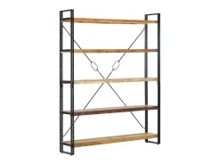 Biblioteca*vidaxl Estante c/ 5 prateleiras 140x30x180cm madeira recuperada maciça Castanho