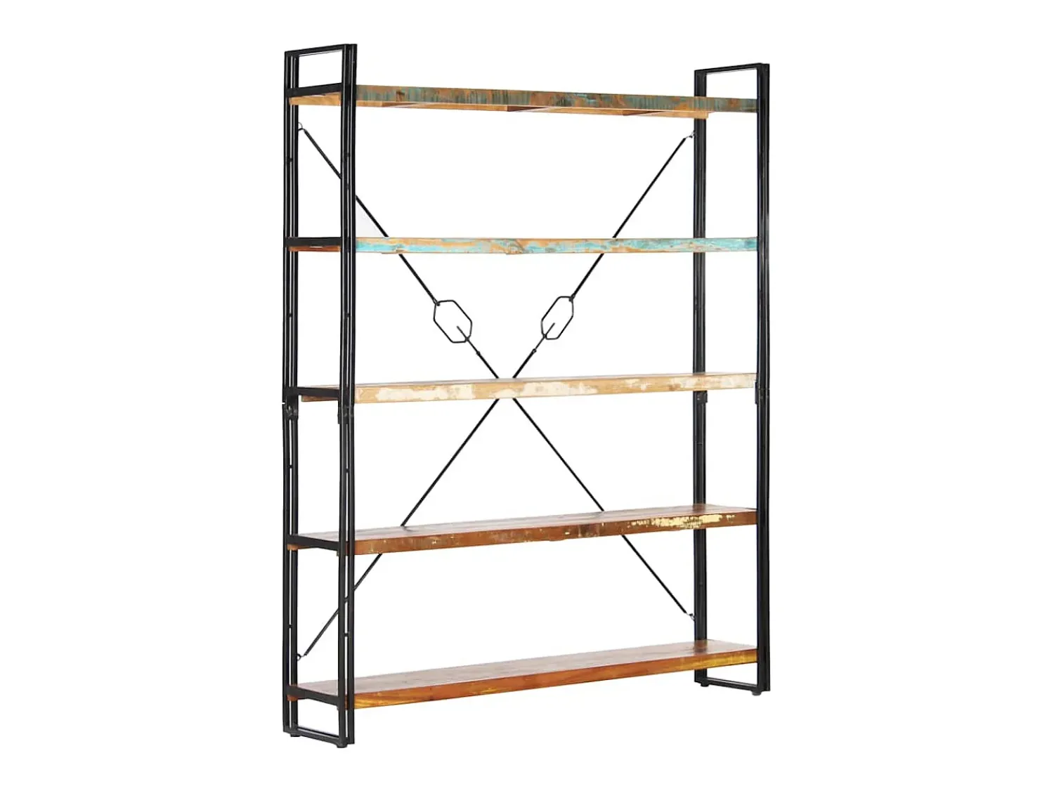 Biblioteca*vidaxl Estante c/ 5 prateleiras 140x30x180cm madeira recuperada maciça Castanho