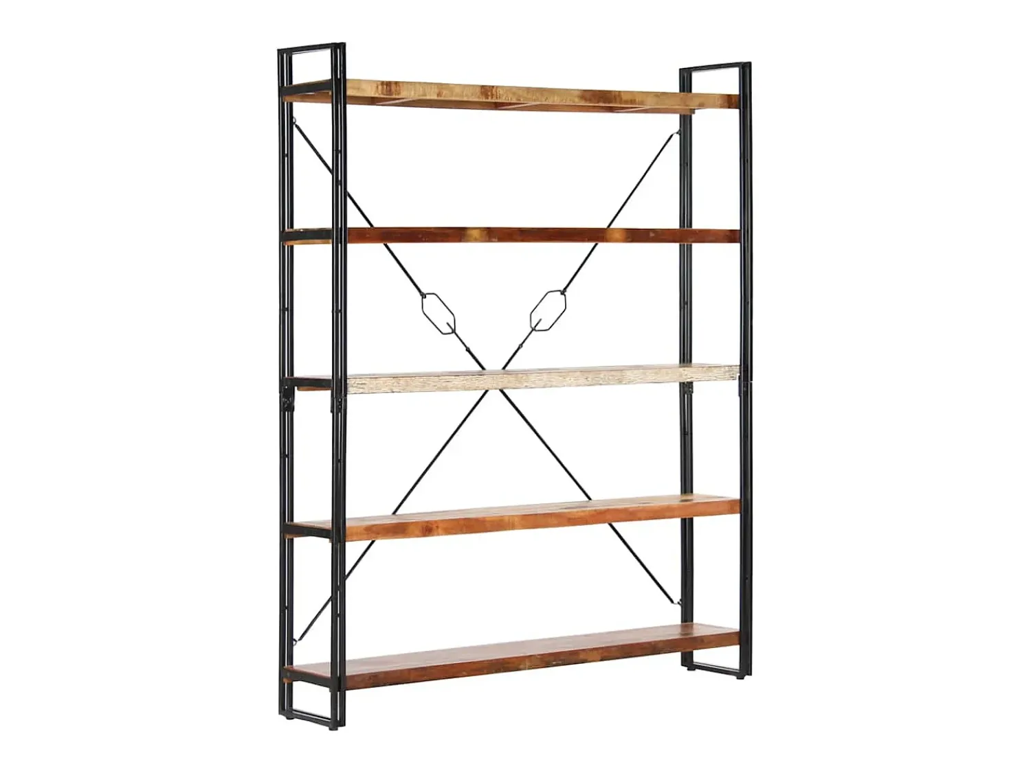 Biblioteca*vidaxl Estante c/ 5 prateleiras 140x30x180cm madeira recuperada maciça Castanho