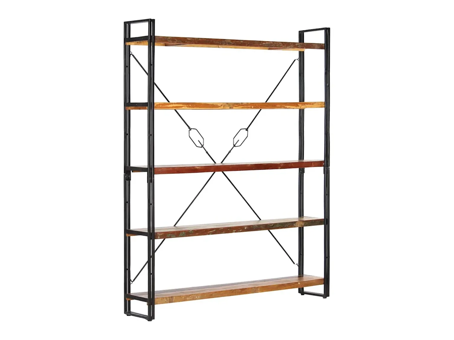 Biblioteca*vidaxl Estante c/ 5 prateleiras 140x30x180cm madeira recuperada maciça Castanho