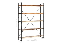 Biblioteca*vidaxl Estante c/ 5 prateleiras 140x30x180cm madeira recuperada maciça Castanho