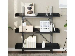 Biblioteca| Estante c/ 3 prateleiras 100x33x108,5cm derivados madeira PT550446 Preto