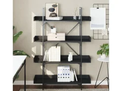 Biblioteca| Estante c/ 4 prateleiras 100x33x145,5cm derivados madeira PT847883 Preto