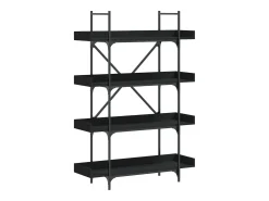 Biblioteca| Estante c/ 4 prateleiras 100x33x145,5cm derivados madeira PT847883 Preto