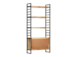 Biblioteca* Estante c/ 4 prateleiras 80x30x180 cm madeira mangueira áspera PT912255 Castanho