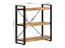 vidaxl Estante c/ 3 prateleiras 77x30x80 cm mangueira maciça/ferro^ Vitrina
