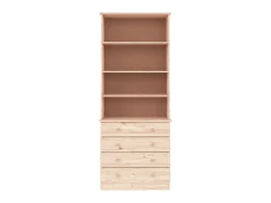 Biblioteca| Estante c/ gavetas ALTA 77x35x186,5 cm madeira de pinho maciça PT504433 Castanho