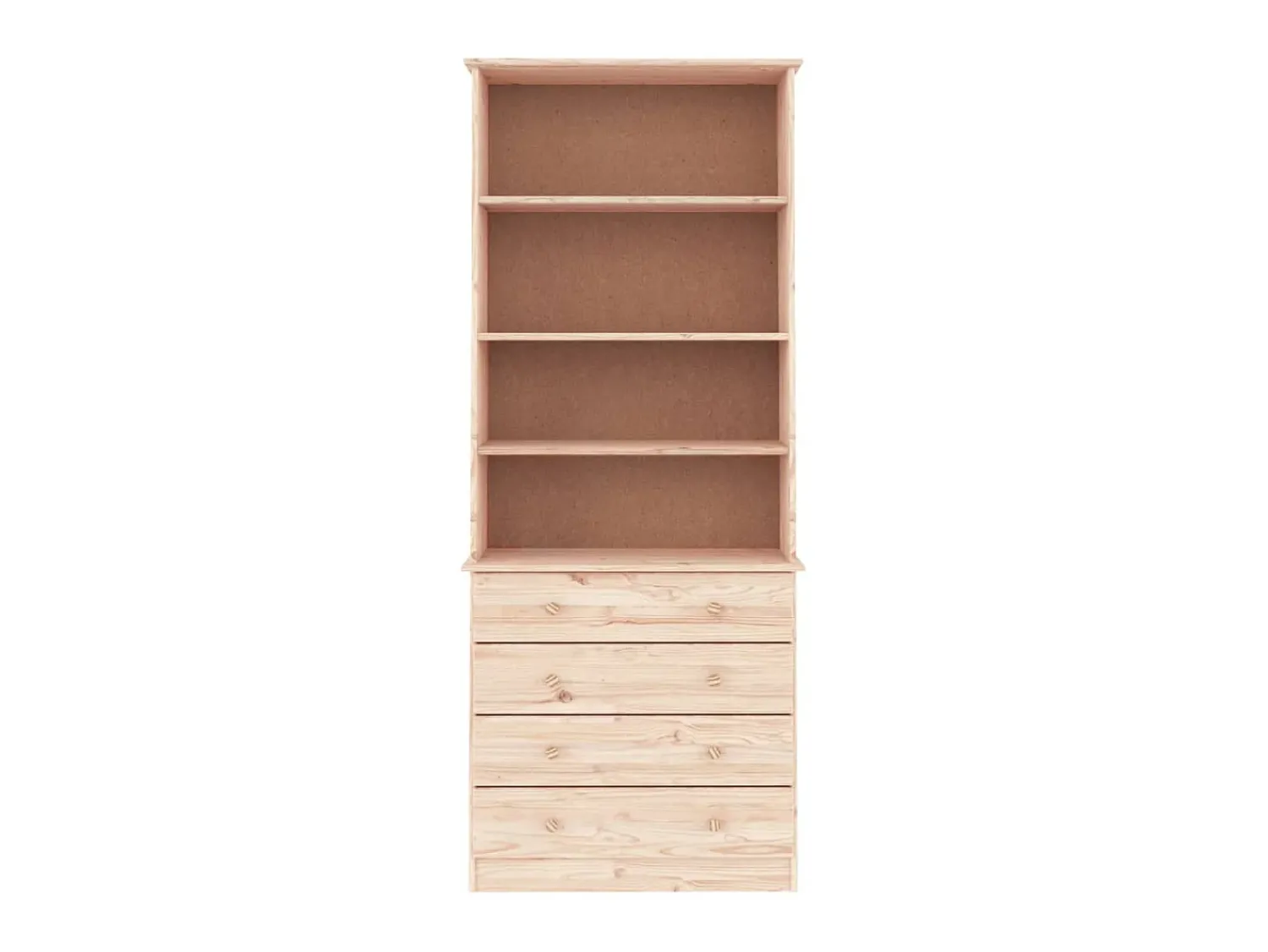 Biblioteca| Estante c/ gavetas ALTA 77x35x186,5 cm madeira de pinho maciça PT504433 Castanho