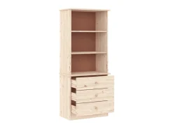 Biblioteca* Estante c/ gavetas ALTA 60x35x142 cm madeira de pinho maciça PT413301 Castanho