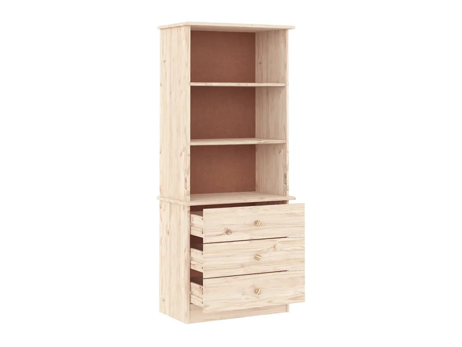 Biblioteca* Estante c/ gavetas ALTA 60x35x142 cm madeira de pinho maciça PT413301 Castanho