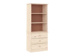 Biblioteca* Estante c/ gavetas ALTA 60x35x142 cm madeira de pinho maciça PT413301 Castanho