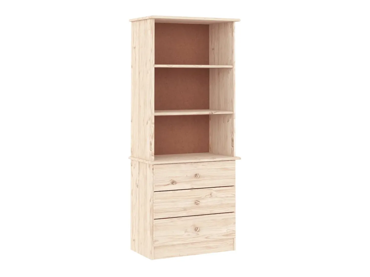 Biblioteca* Estante c/ gavetas ALTA 60x35x142 cm madeira de pinho maciça PT413301 Castanho