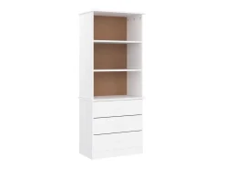 Biblioteca* Estante c/ gavetas ALTA 60x35x142 cm pinho maciço PT454012 Branco