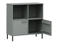 Biblioteca| Estante c/ pernas metal 90x35x90,5 cm madeira maciça OSLO cinza PT952917 Cinzento