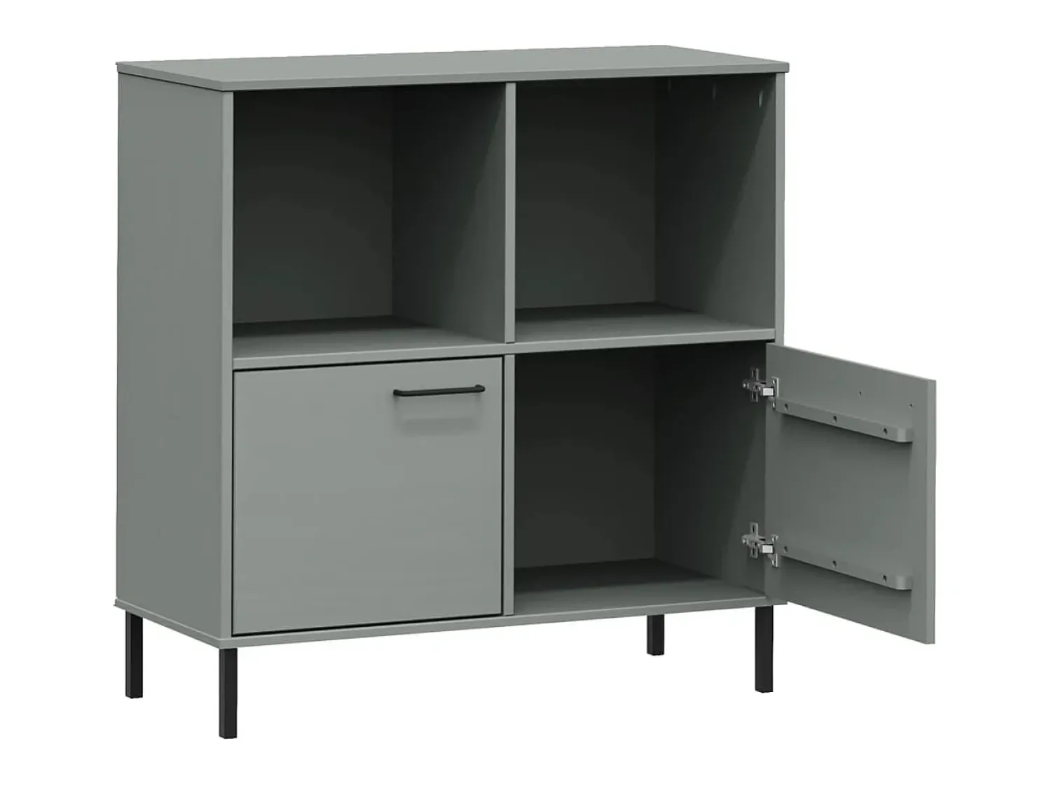 Biblioteca| Estante c/ pernas metal 90x35x90,5 cm madeira maciça OSLO cinza PT952917 Cinzento