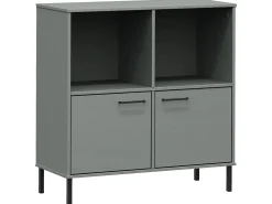 Biblioteca| Estante c/ pernas metal 90x35x90,5 cm madeira maciça OSLO cinza PT952917 Cinzento